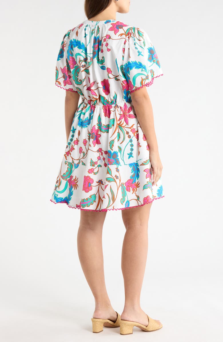 SUGARLIPS Izzie Floral Print Minidress, Alternate, color, White-Fuchsia