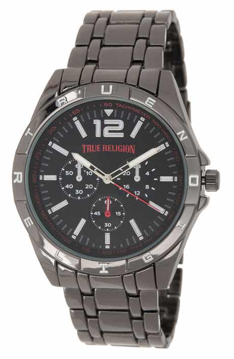 True Religion Round Logo Bezel Bracelet Watch, 43.2mm