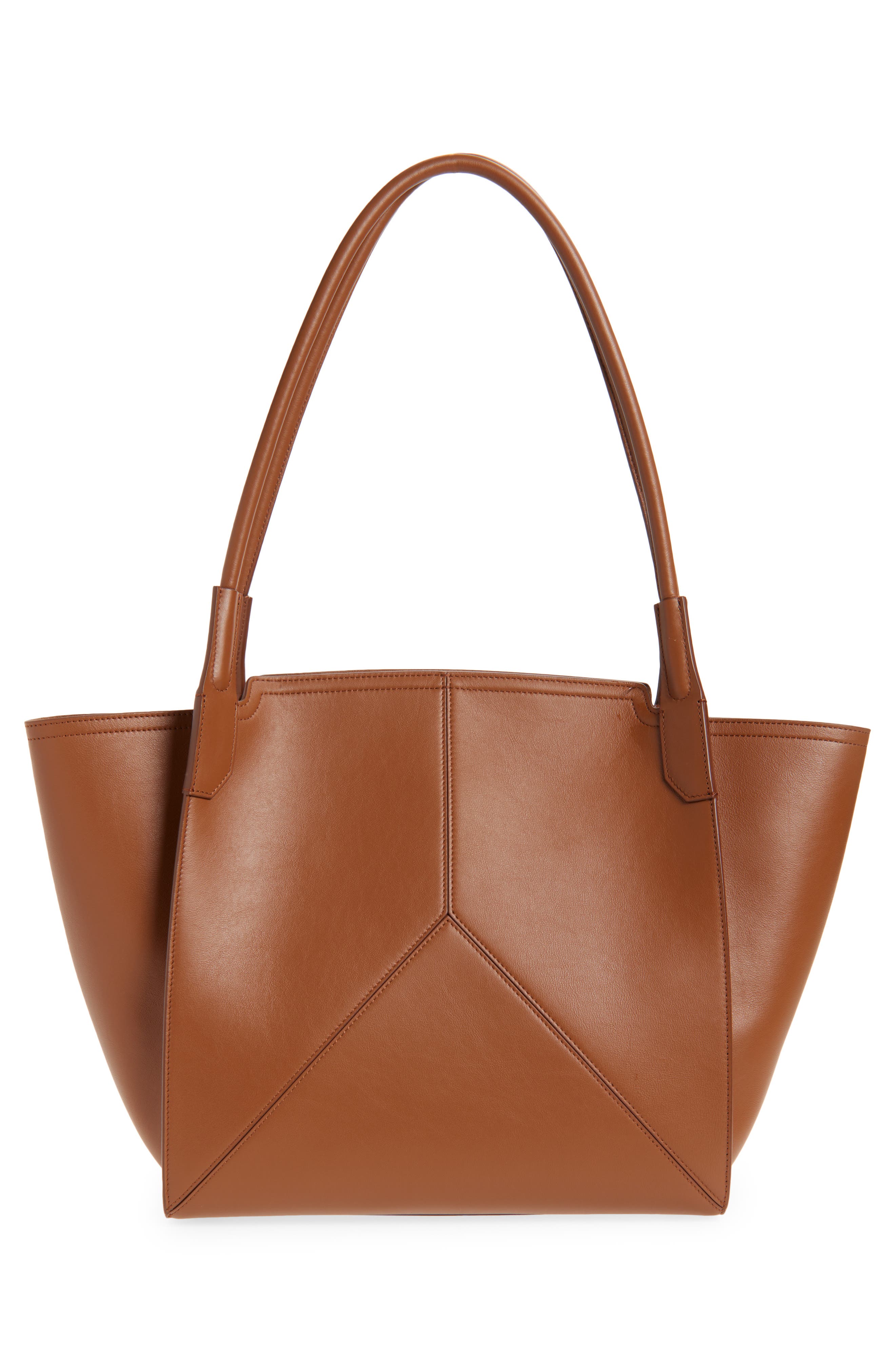 Victoria Beckham Small Victoria Leather Tote, Alternate, color, Dark Tan