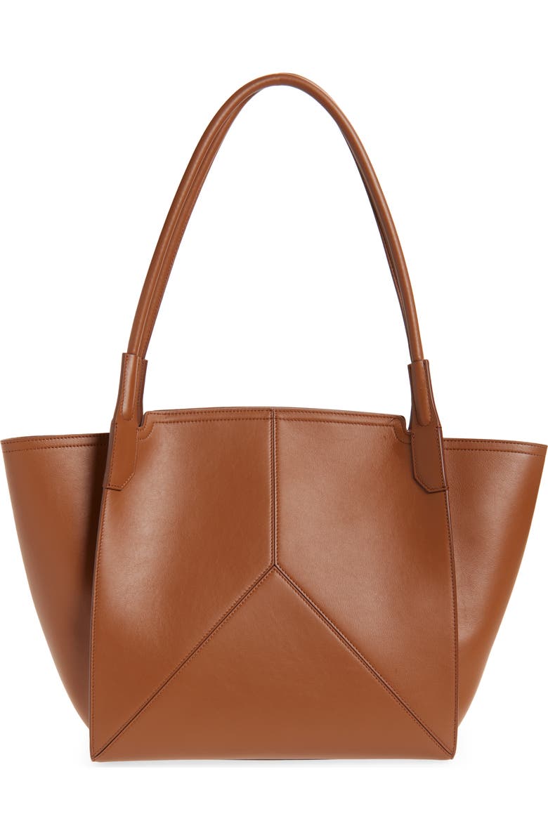 Victoria Beckham Small Victoria Leather Tote, Alternate, color, Dark Tan