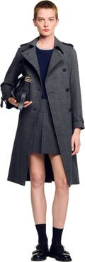 SANDRO Rhinestone trench coat