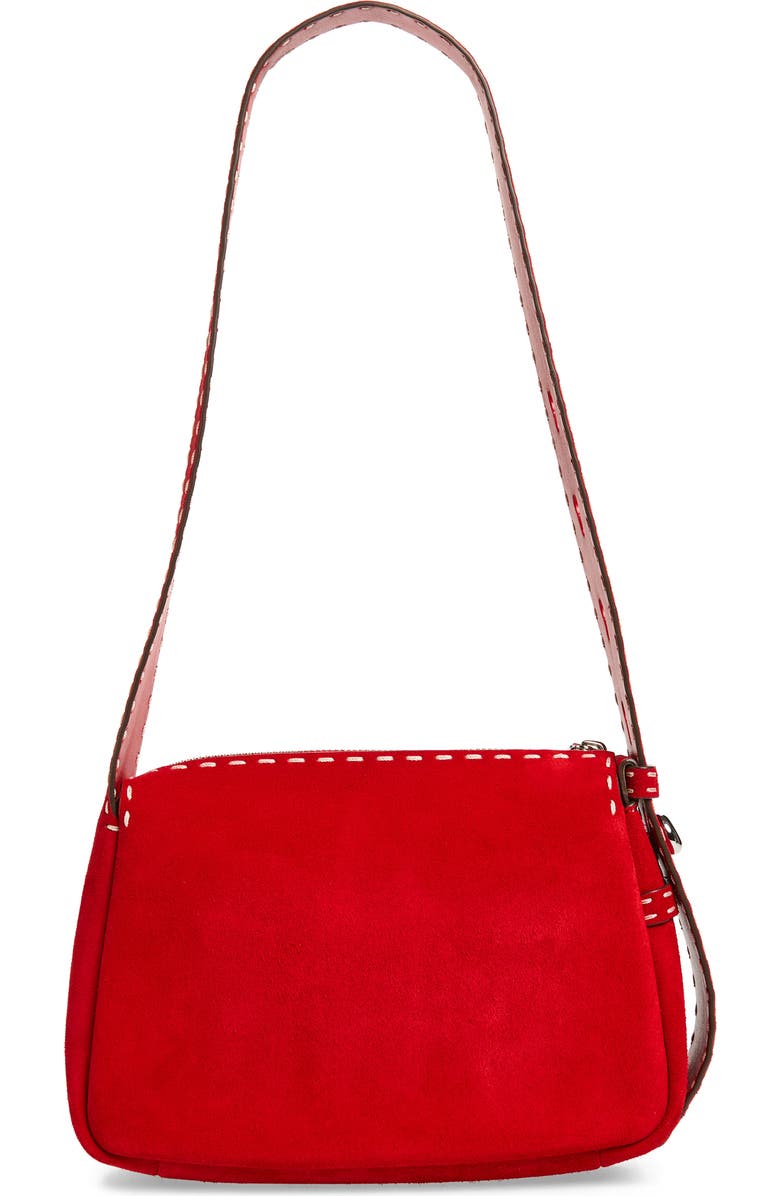 Tory Burch Romy Small Suede Shoulder Bag, Alternate, color, Red
