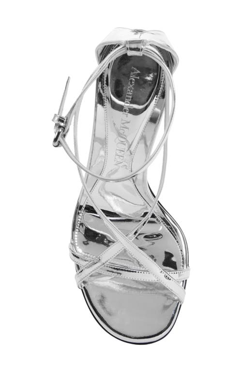 Alexander Mcqueen Twisted Armadillo 95mm Patent Sandals In Silver