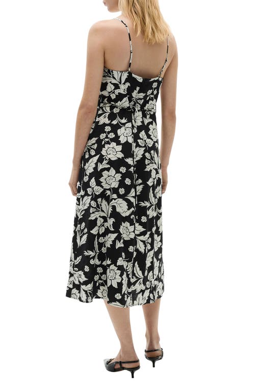 Mango Frill Print Belted Cotton Sundress In Black
