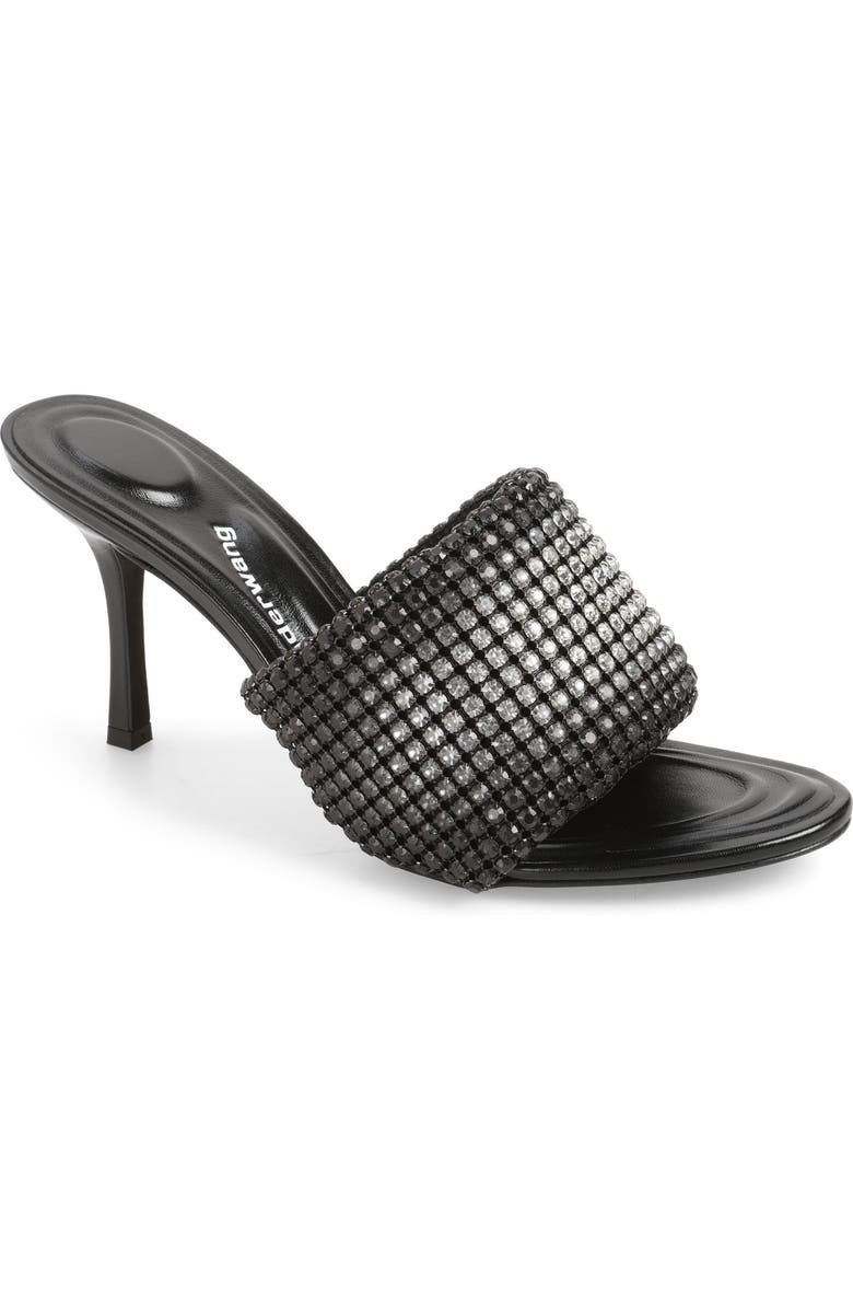 Alexander Wang Heiress Crystal Mesh Slide Sandal, Main, color, Black Aged