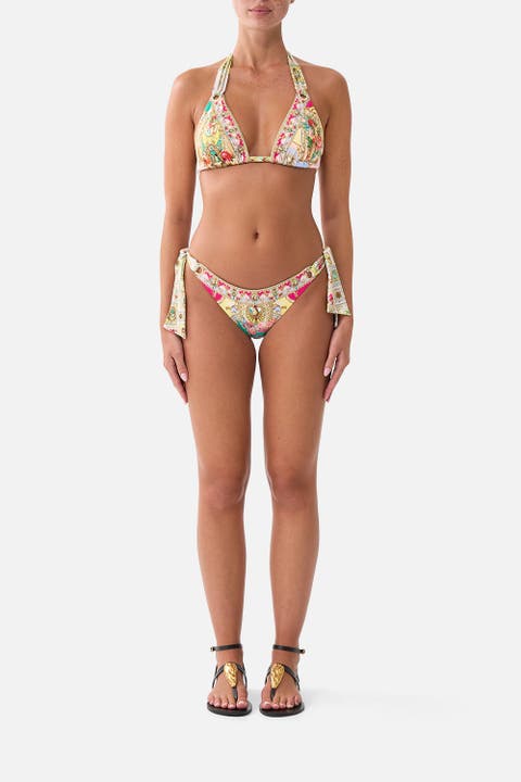 Soft Thick Tie Tri Bikini Set W Eyelet Trims