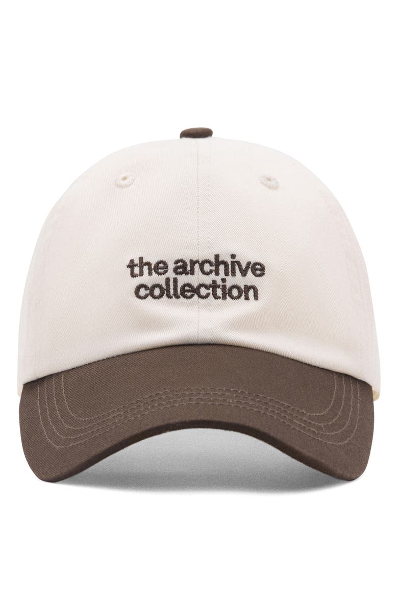 MANGO Embroidered Message Adjustable Baseball Cap, Main, color, Brown