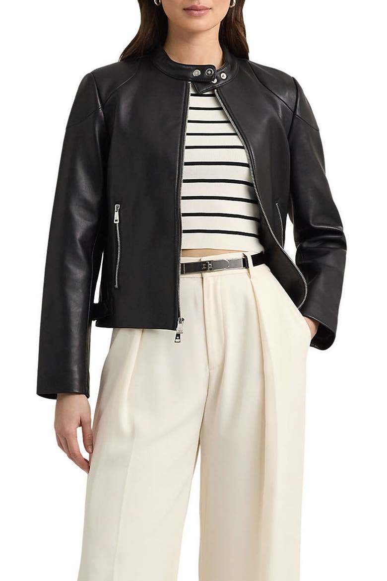 Scuba Leather Jacket, Alternate, color, BLACK
