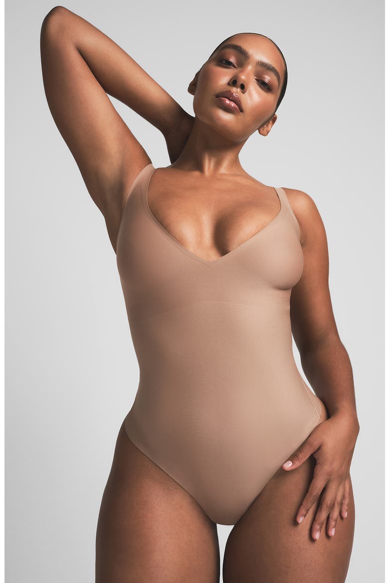 Body Core Sculpt Plunge Bodysuit, Alternate, color, SIENNA