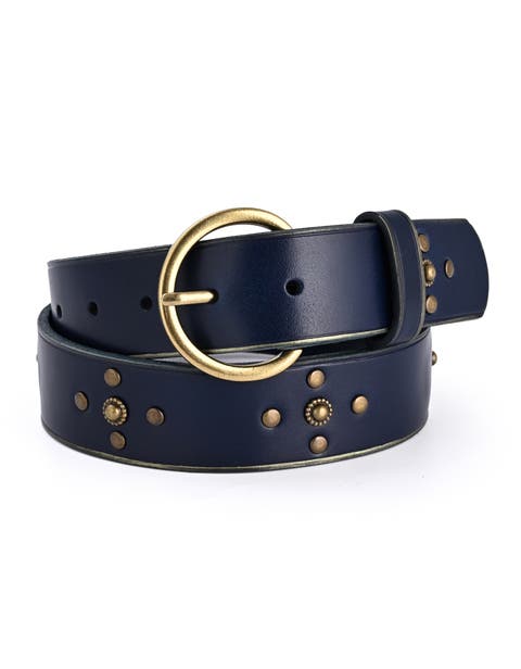 Gia Genuine Leather Studded Vintage Inspired Belt