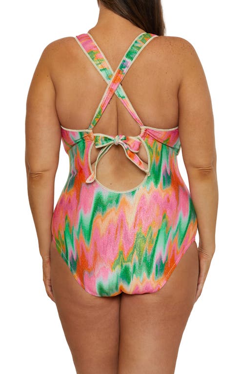 Becca Etc . Mirage Metallic Lace-up One-piece Swimsuit