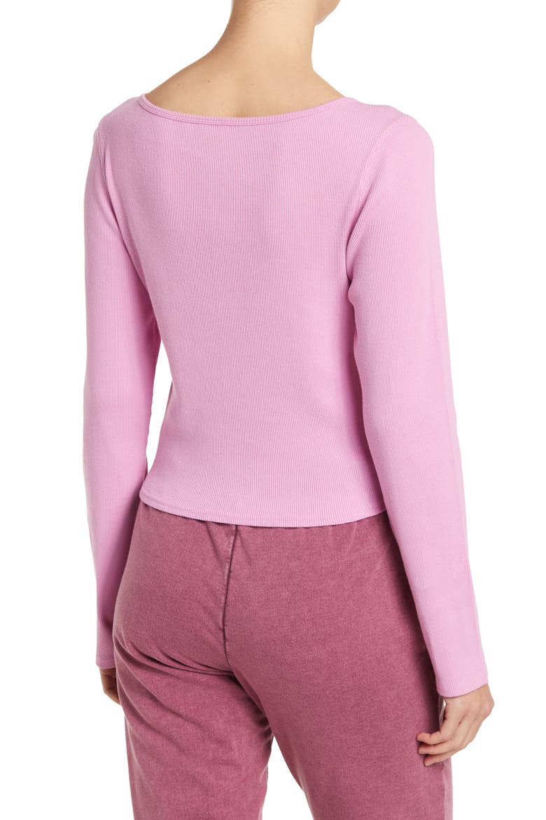 Tiny Dancer Cropped Ribbed Knit Henley, Alternate, color, PURPLE OPERA
