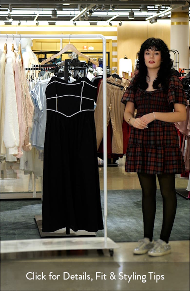 Gemma Contrast Piping Cotton Midi Dress, sales video thumbnail