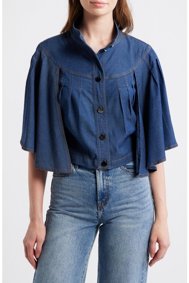 Biffy Cape Denim Jacket, Main, color, DENIM BLUE