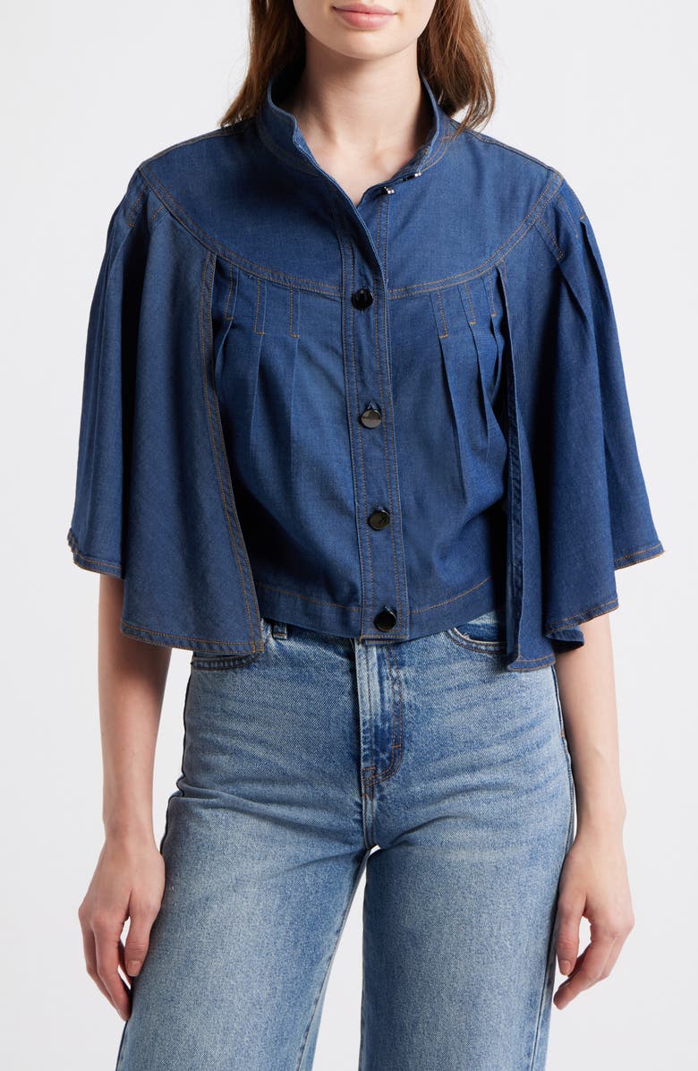 CIEBON Biffy Cape Denim Jacket, Main, color, Denim Blue