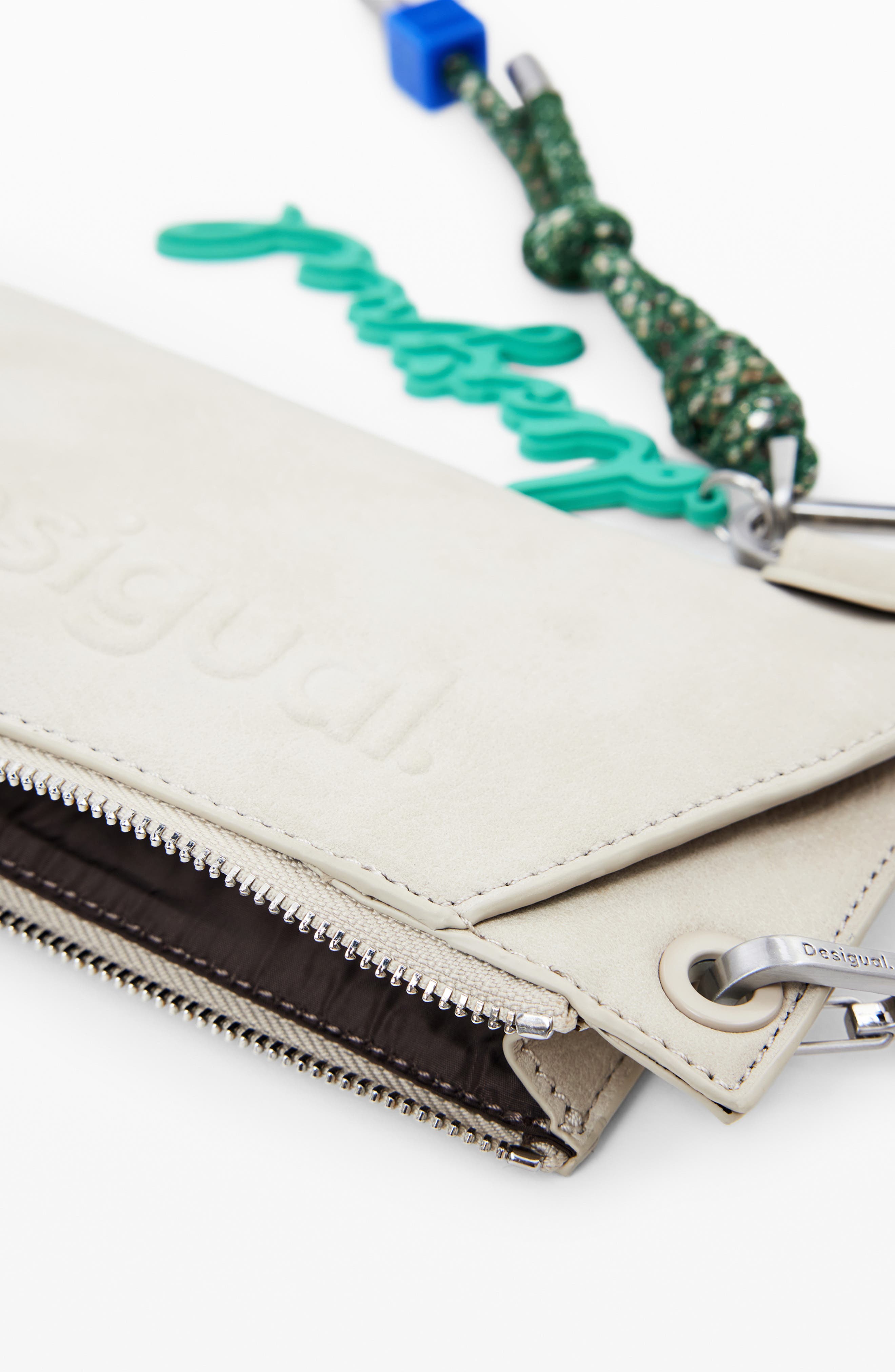 Desigual Faux Leather Crossbody Wallet, Alternate, color, Light Gray