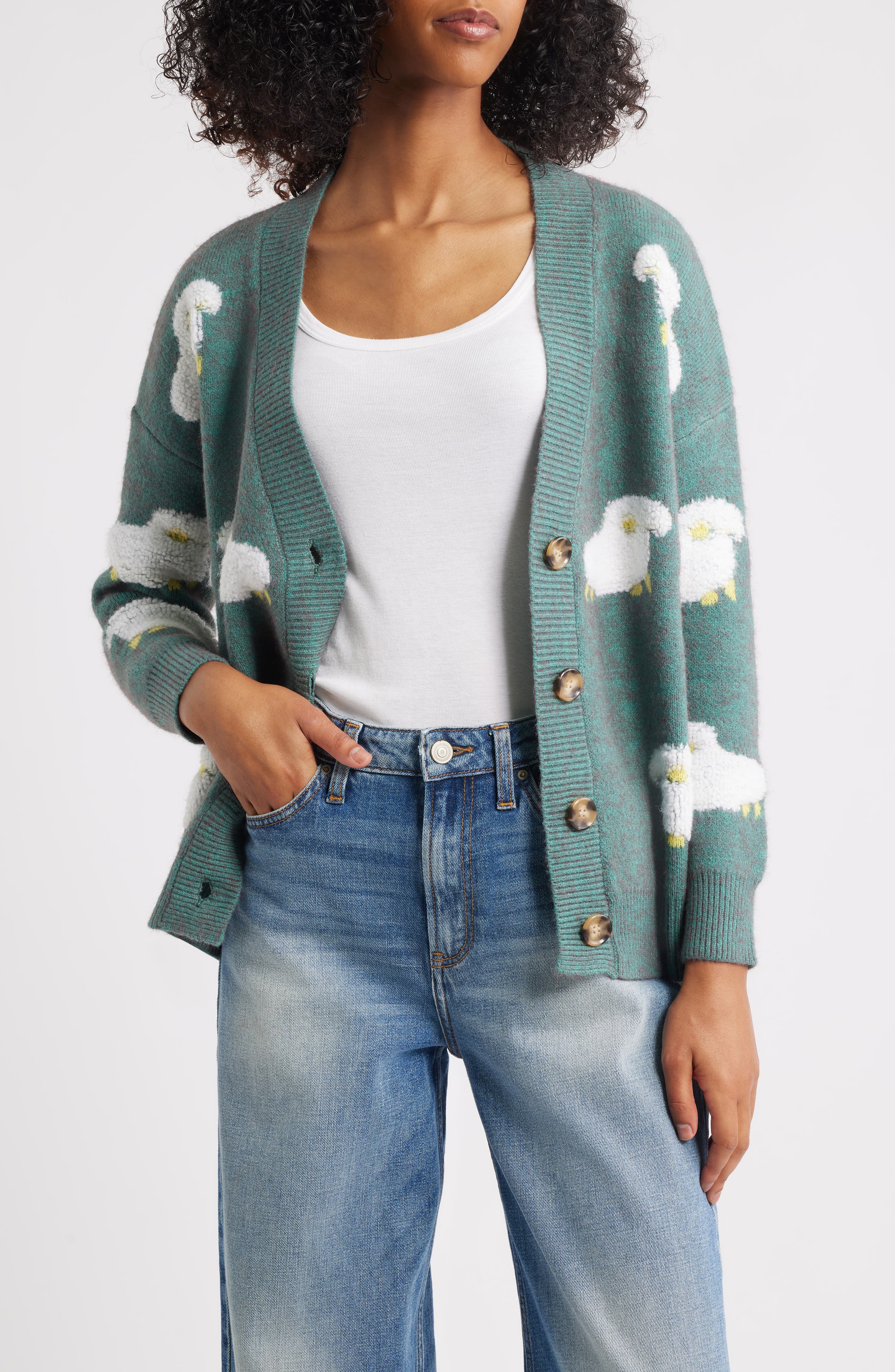 Sheep Jacquard Cardigan
