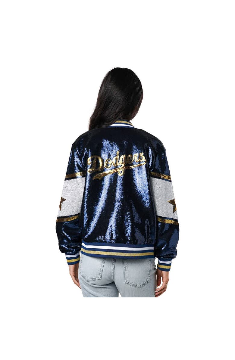 THE WILD COLLECTIVE Women's The Wild Collective Royal Los Angeles Dodgers Sequin Bomber Full-Zip Jacket, Alternate, color,