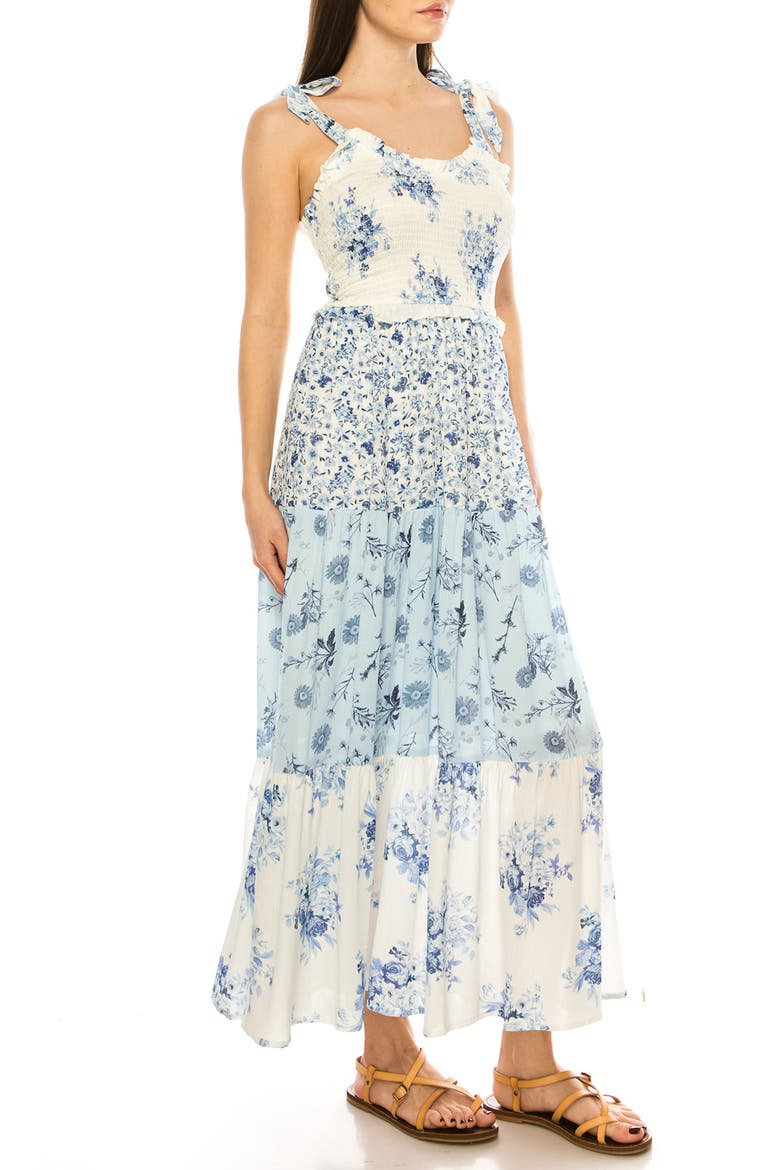 Mixed Floral Print Sundress, Alternate, color, BRIGHT WHITE