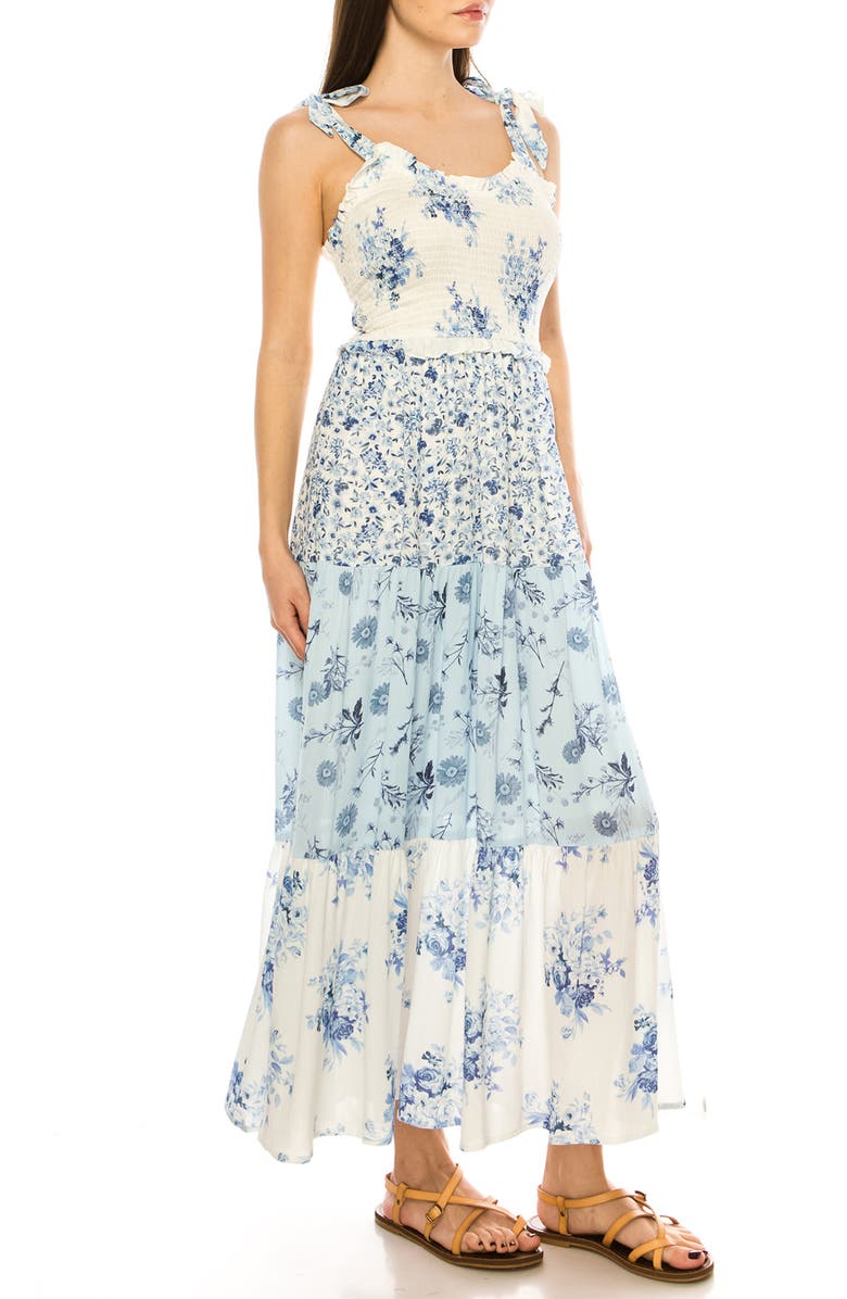 A COLLECTIVE STORY Mixed Floral Print Sundress, Alternate, color, Bright White