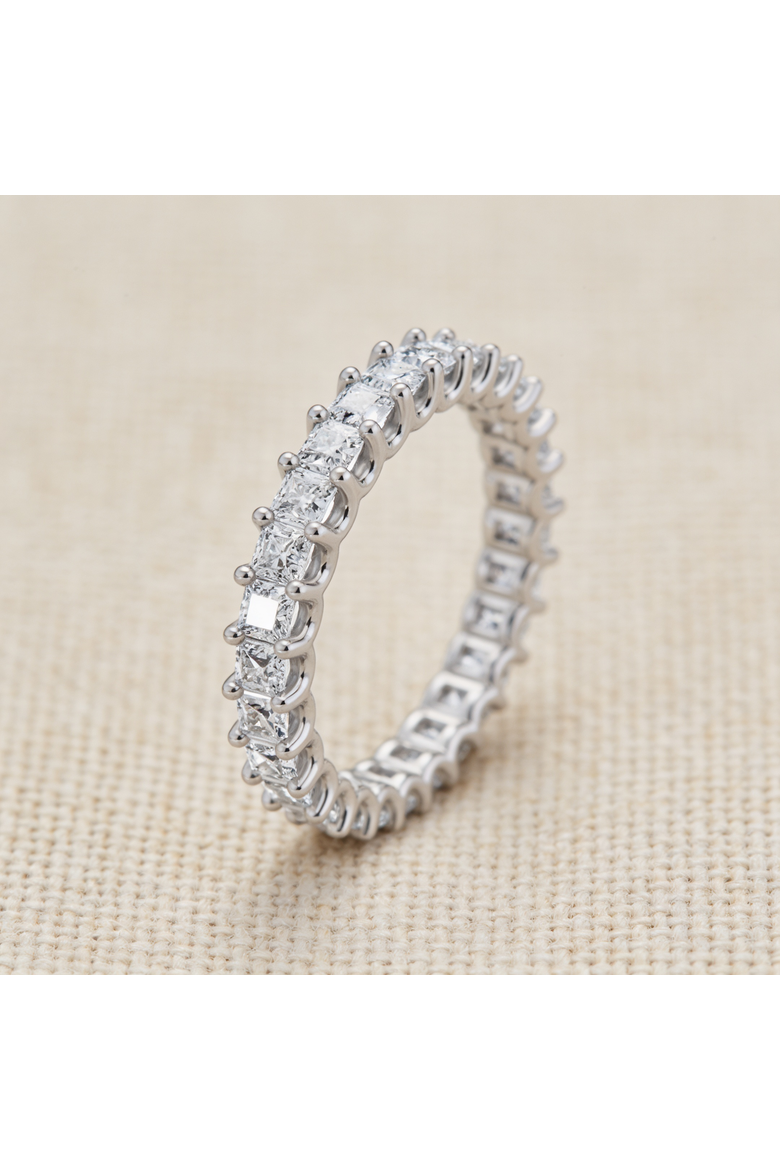 2Ct Princess Cut Diamond Eternity Stackable Wedding Ring 14k Gold Lab Grown, Alternate, color, 14k White Gold