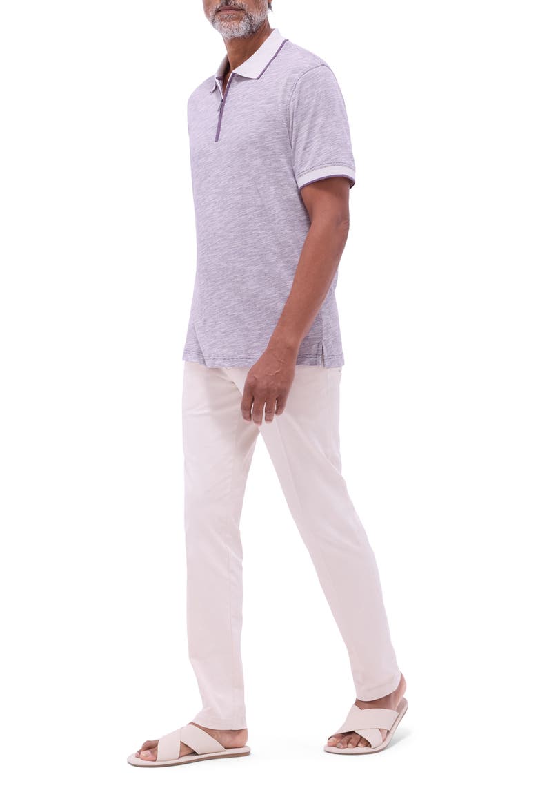 Cotton & Linen Quarter Zip Polo, Alternate, color, PLUM