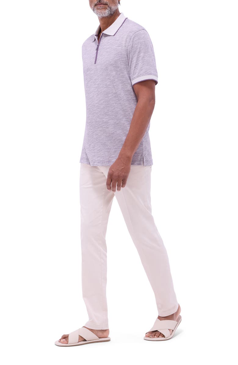 Bugatchi Cotton & Linen Quarter Zip Polo, Alternate, color, Plum