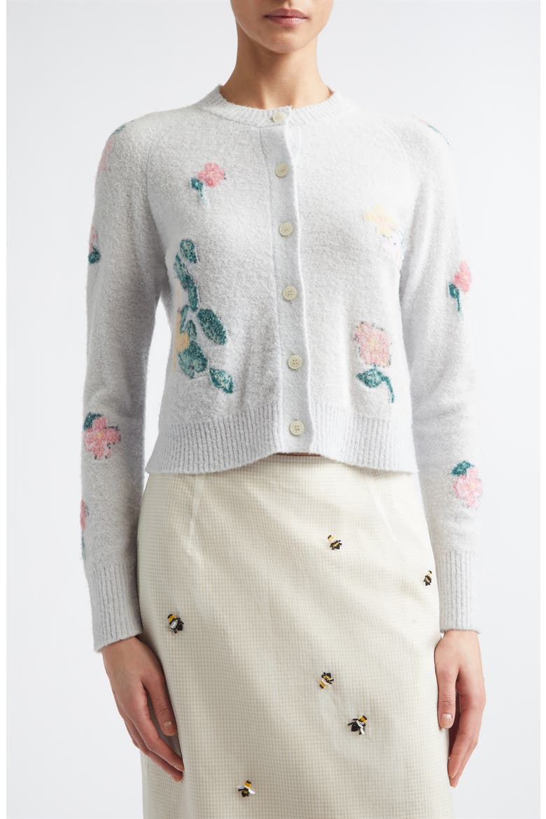 Clemence Crop Floral Intarsia Wool Blend Cardigan, Alternate, color, MULTI CLEMATIS INTARSIA
