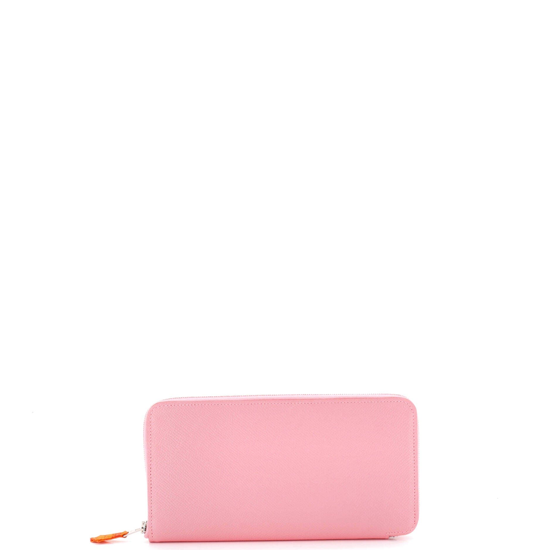 Pre-Owned Hermes Azap Zip Around Wallet Silk'in Epsom Long, Main, color, Rose Confetti