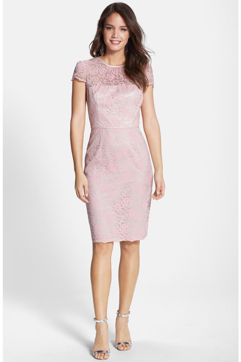 Lace Midi Dress, Alternate, color, PINK