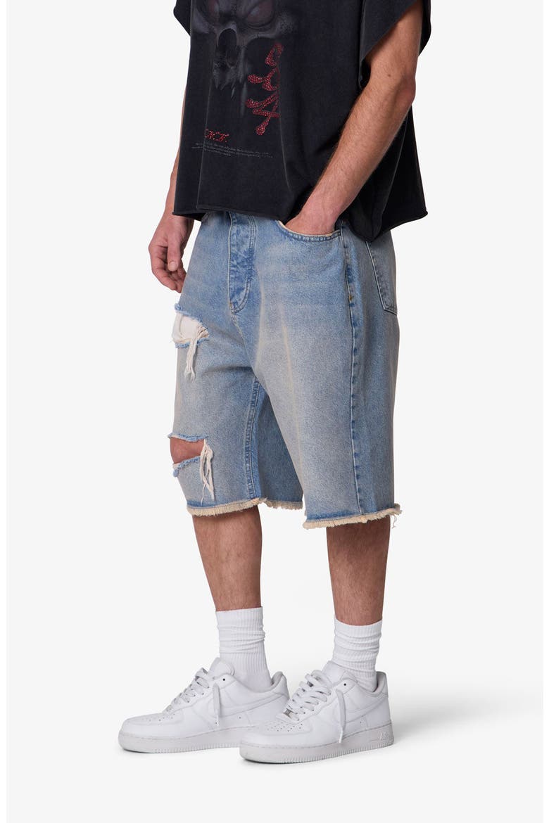 Baggy Distressed Cutoff Jeans Shorts, Alternate, color, LIGHT BLUE