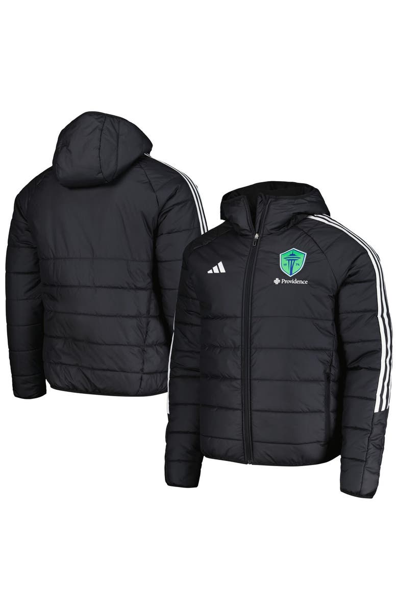 adidas Men's adidas Black Seattle Sounders FC Tiro 24 Full-Zip Winter Hoodie Jacket, Alternate, color, 