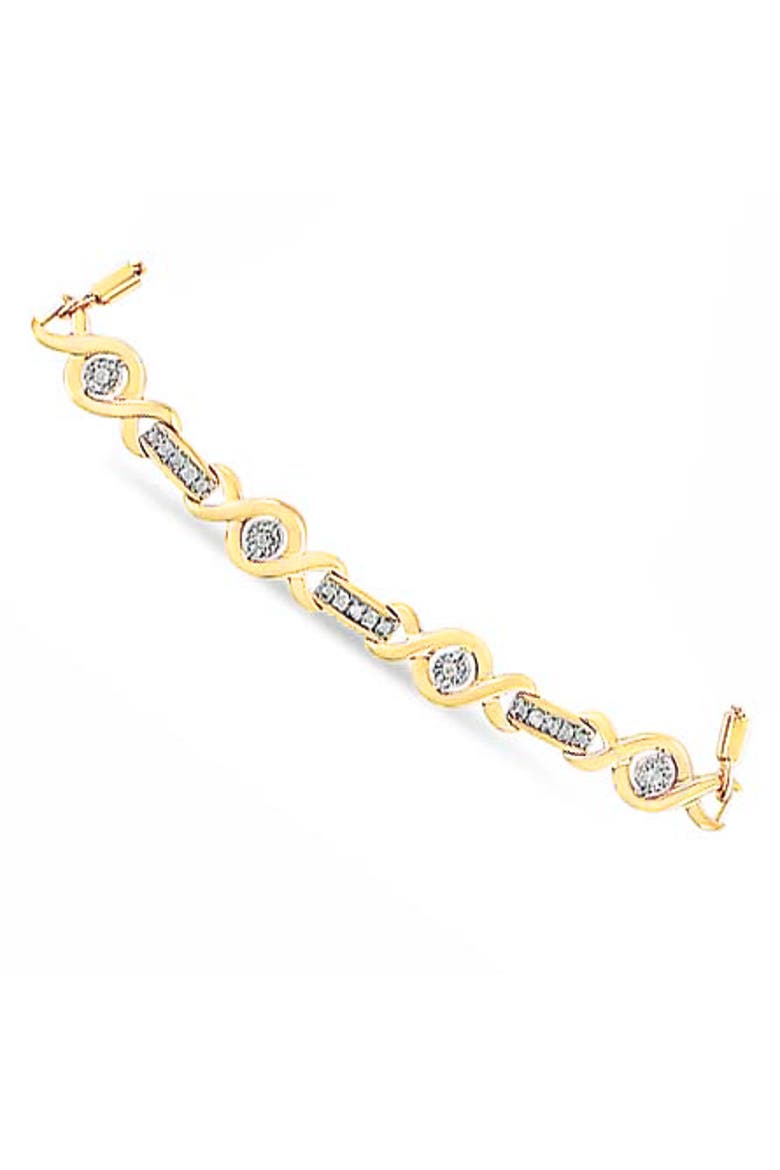 Silver Channel Set Diamond Accent Twist Bolo Bracelet, Alternate, color, Yellow Gold over Silver