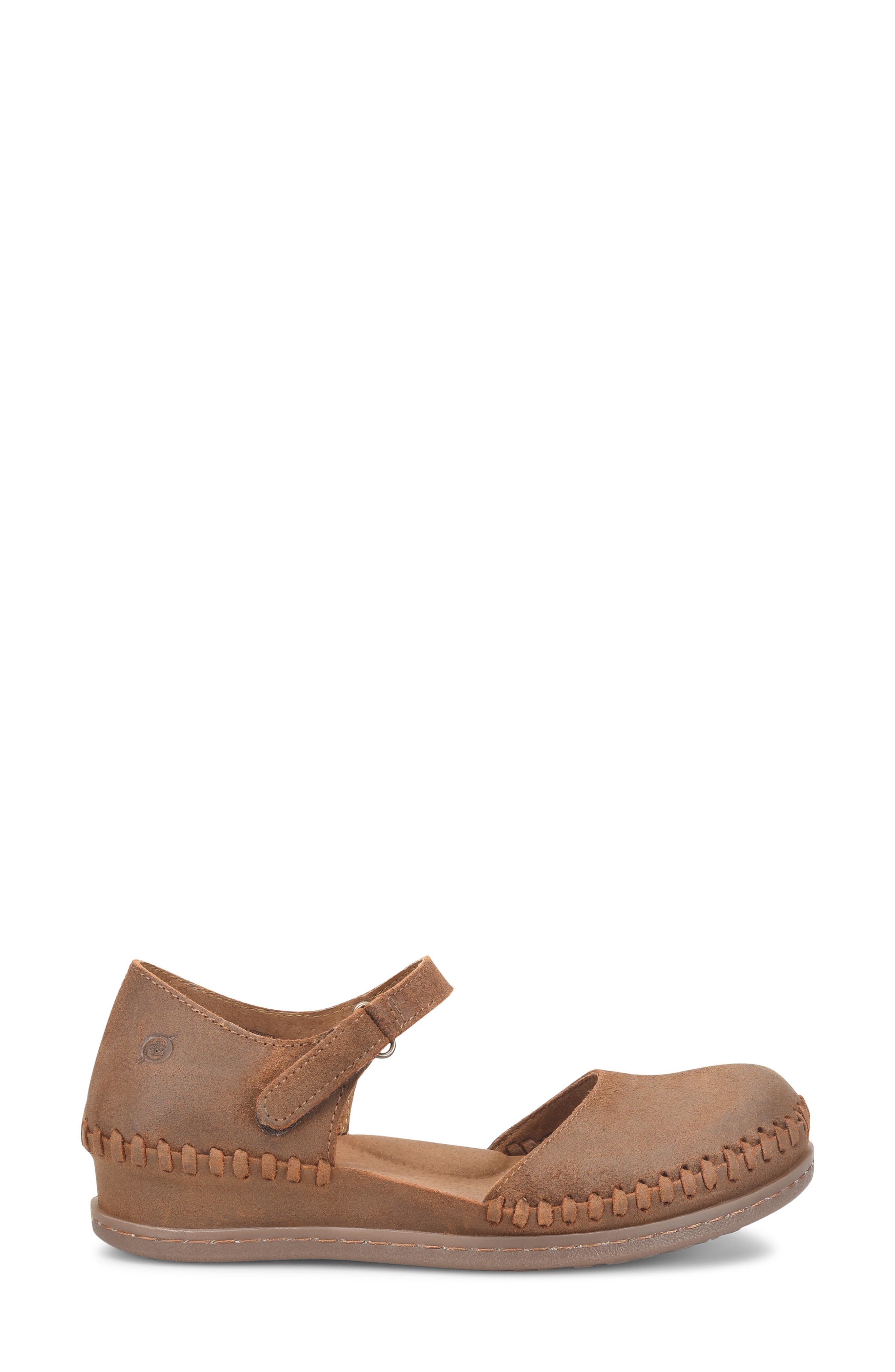 Ela Ankle Strap Flat, Alternate, color, BROWN DISTRESSED