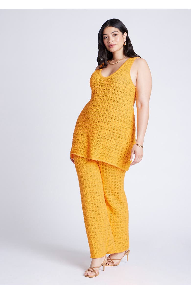 ELOQUII Crochet Knit Pant, Main, color, Radiant Yellow