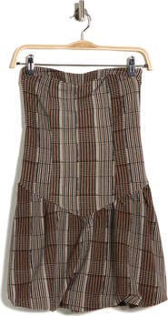 Madden Girl Plaid Strapless Drop Waist Minidress