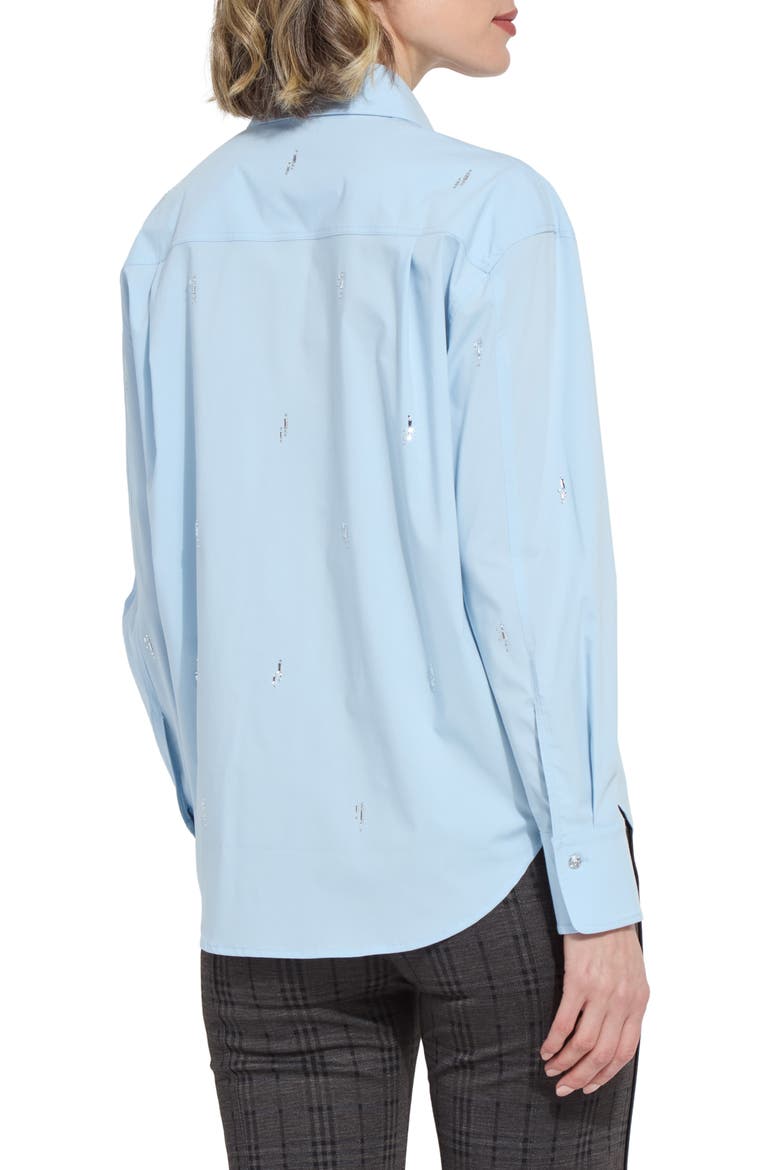 Skye Crystal Embellished Button-Up Shirt, Alternate, color, BLUE BELLE