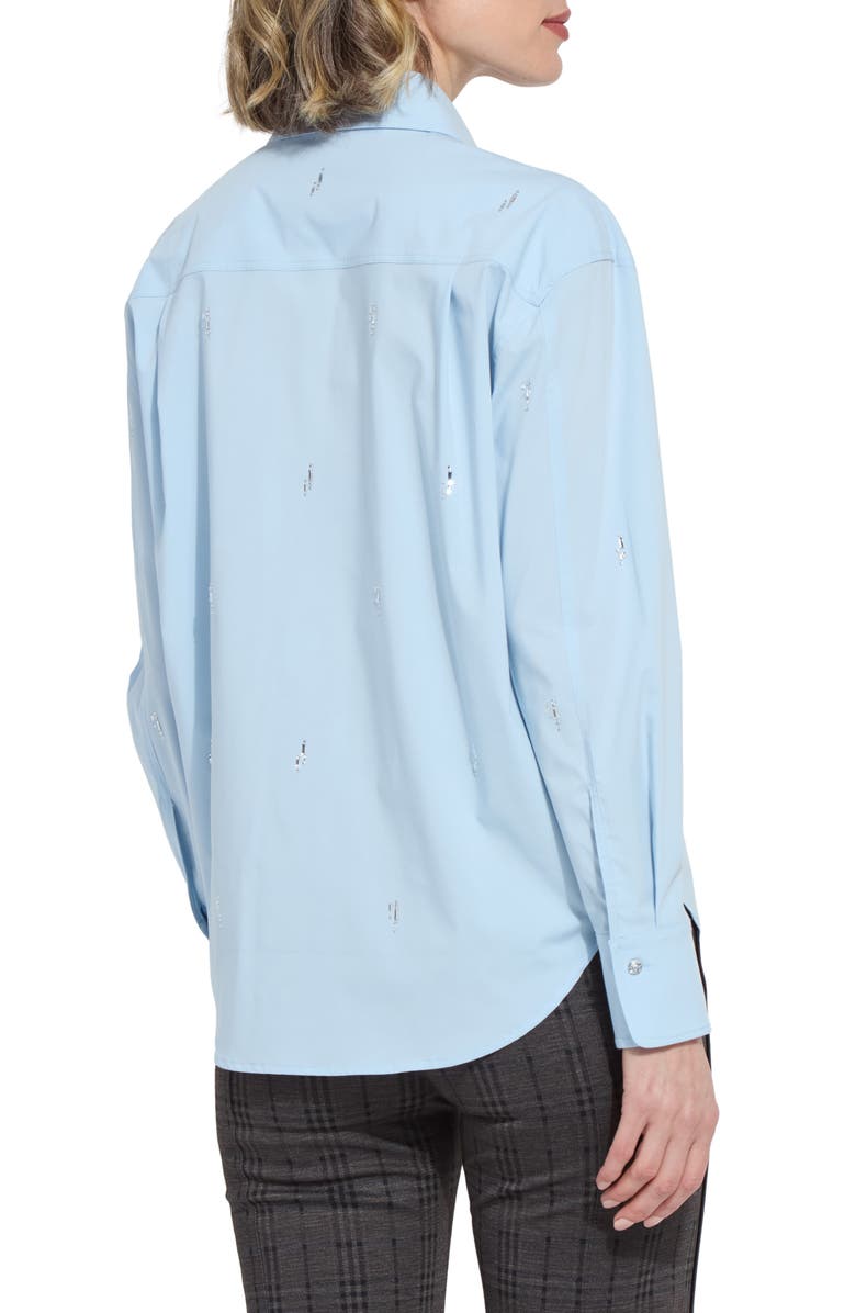 Lysse Skye Crystal Embellished Button-Up Shirt, Alternate, color, Blue Belle