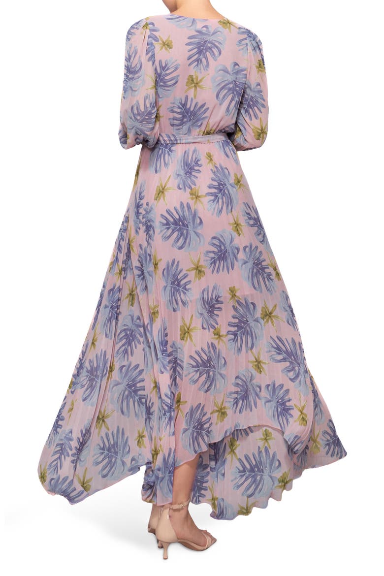 Tie Waist Long Sleeve Pleated Maxi Dress, Alternate, color, PINK LILAC