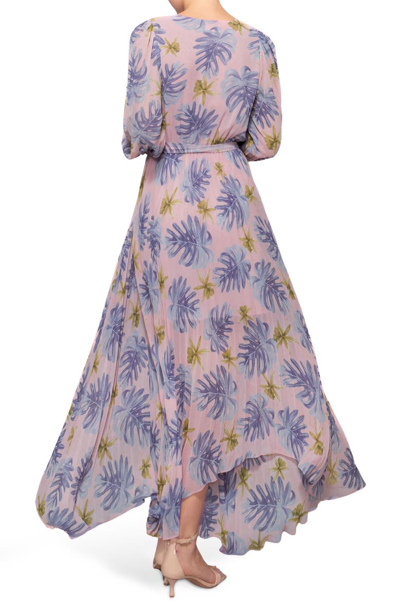 MELLODAY Tie Waist Long Sleeve Pleated Maxi Dress, Alternate, color, Pink Lilac