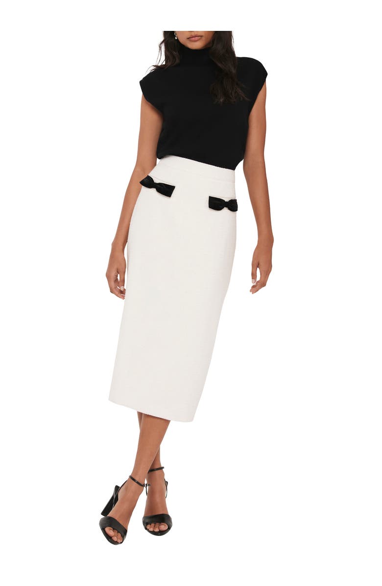 MINT VELVET Boucle Bow Midi Skirt, Alternate, color, Cream