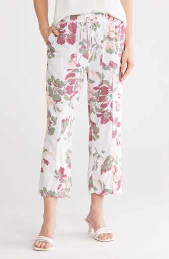 Ellen Tracy Wide Leg Linen Blend Drawstring Crop Pants