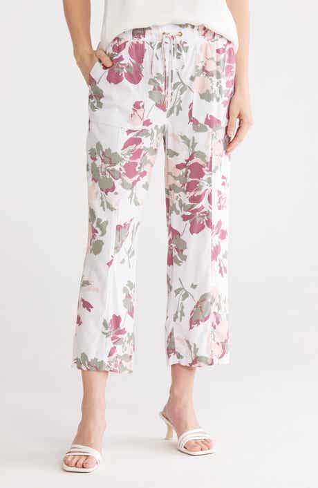 Ellen Tracy Wide Leg Linen Blend Drawstring Crop Pants