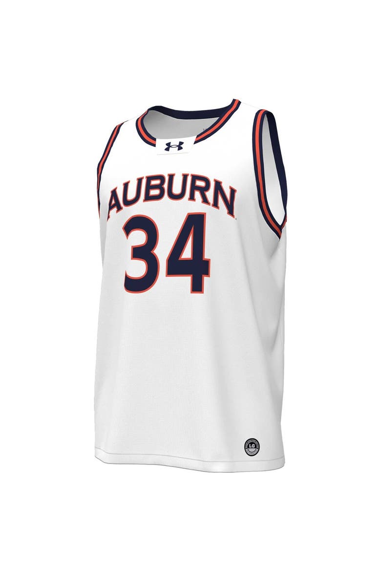 Men's Under Armour #34 White Auburn Tigers Replica Basketball Jersey, Alternate, color, White