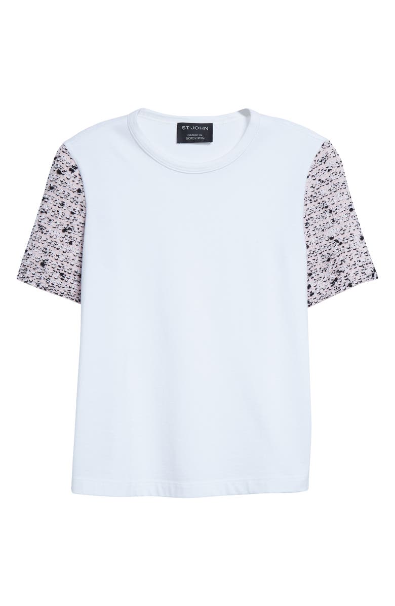 St. John Collection Donna Tweed Sleeve T-Shirt, Alternate, color, 