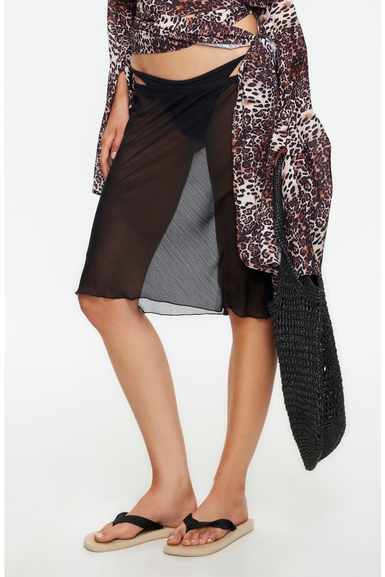 Shoreline Sheer Cover-Up Skirt, Alternate, color, NOIR
