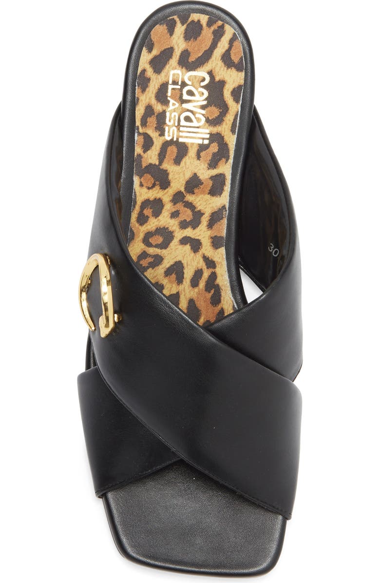 Roberto Cavalli Crisscross Slide Sandal, Alternate, color, Black