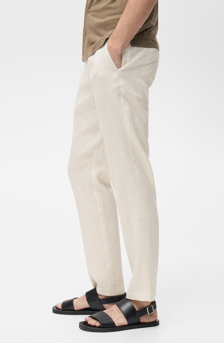 MANGO Slim Fit Linen Pants, Alternate, color, Off White