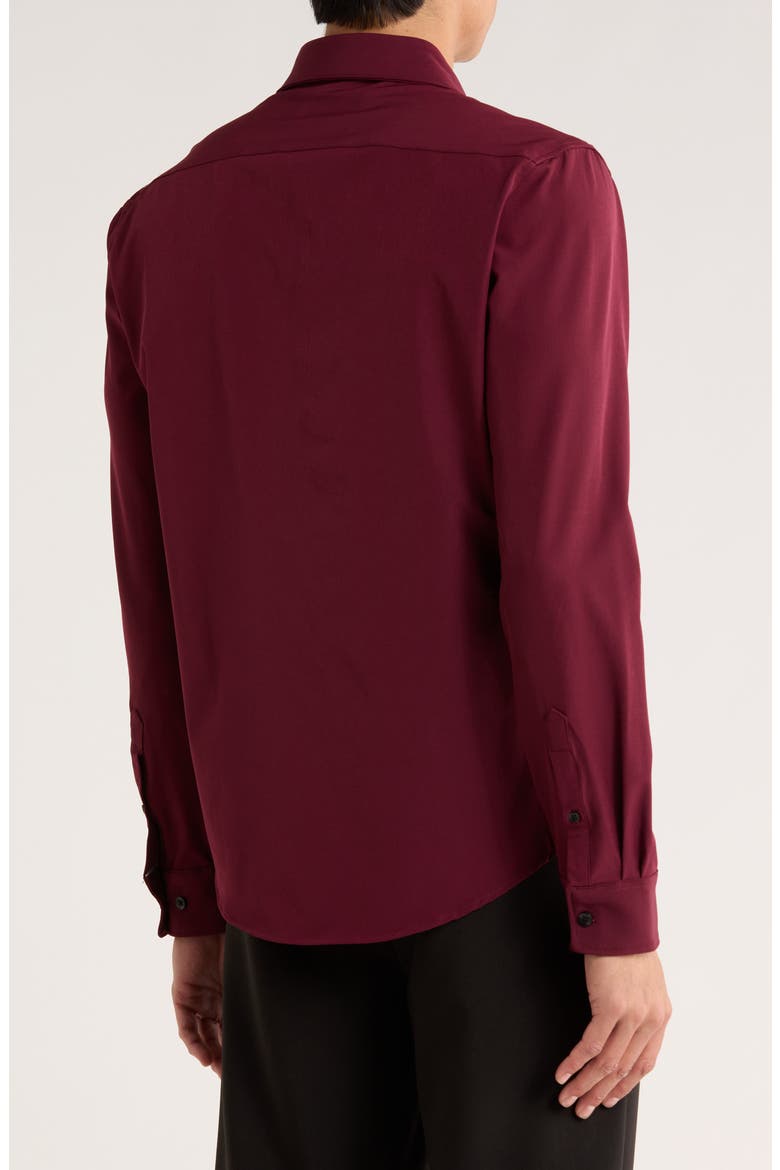 Tech Long Sleeve Stretch Button-Up Shirt, Alternate, color, MAROON