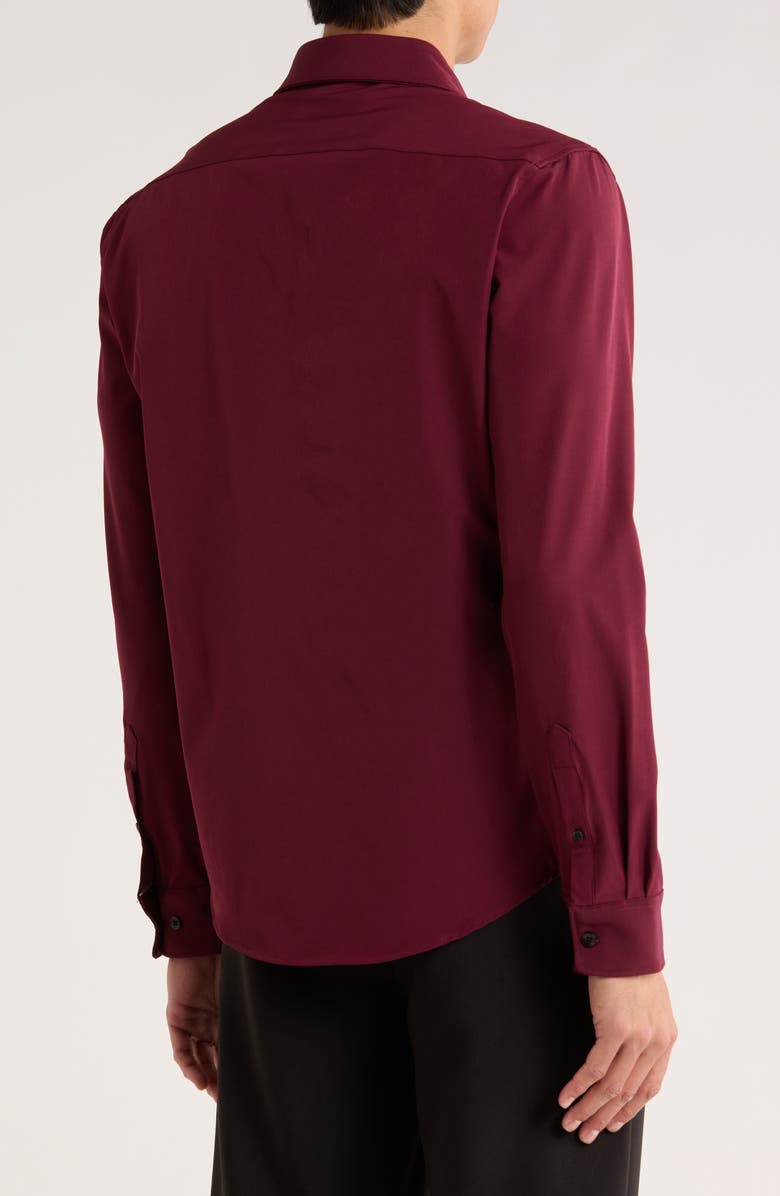 DENIM AND FLOWER Tech Long Sleeve Stretch Button-Up Shirt, Alternate, color, Maroon